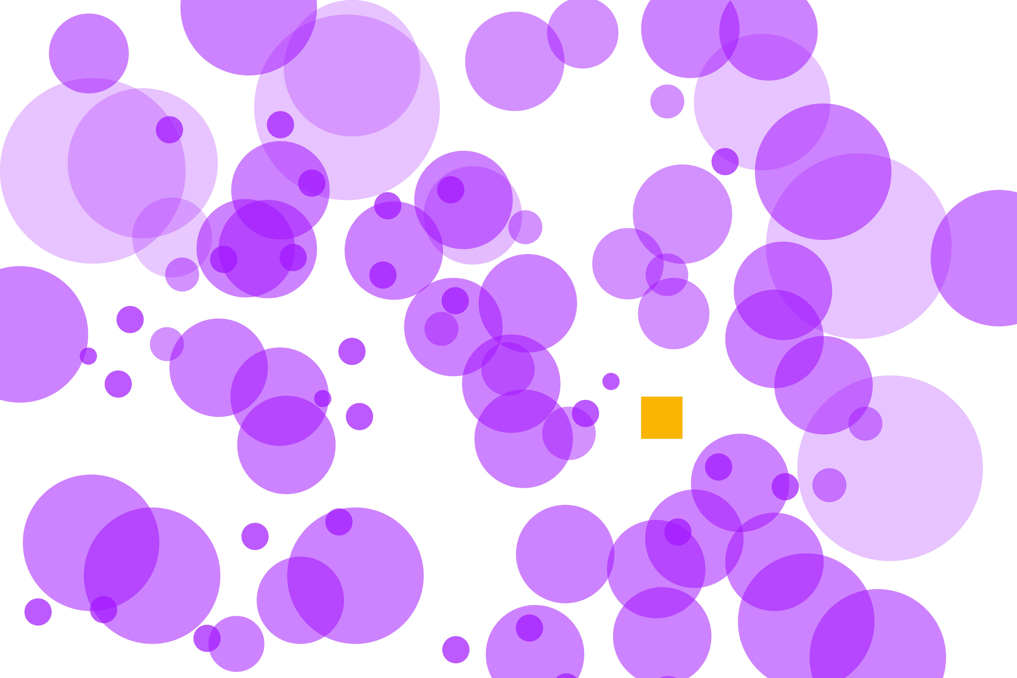 An abstract image showing purple overlapping circles and one yellow square center-right.